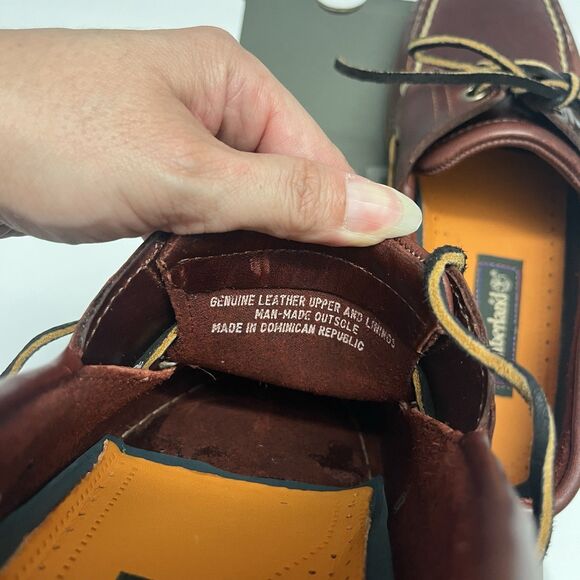 TIMBERLAND MEN CLASSIC 2 EYE ROOT BEER SHOE BROWN FULL GRAIN BOAT SHOE SZ 8.5 M main image 5